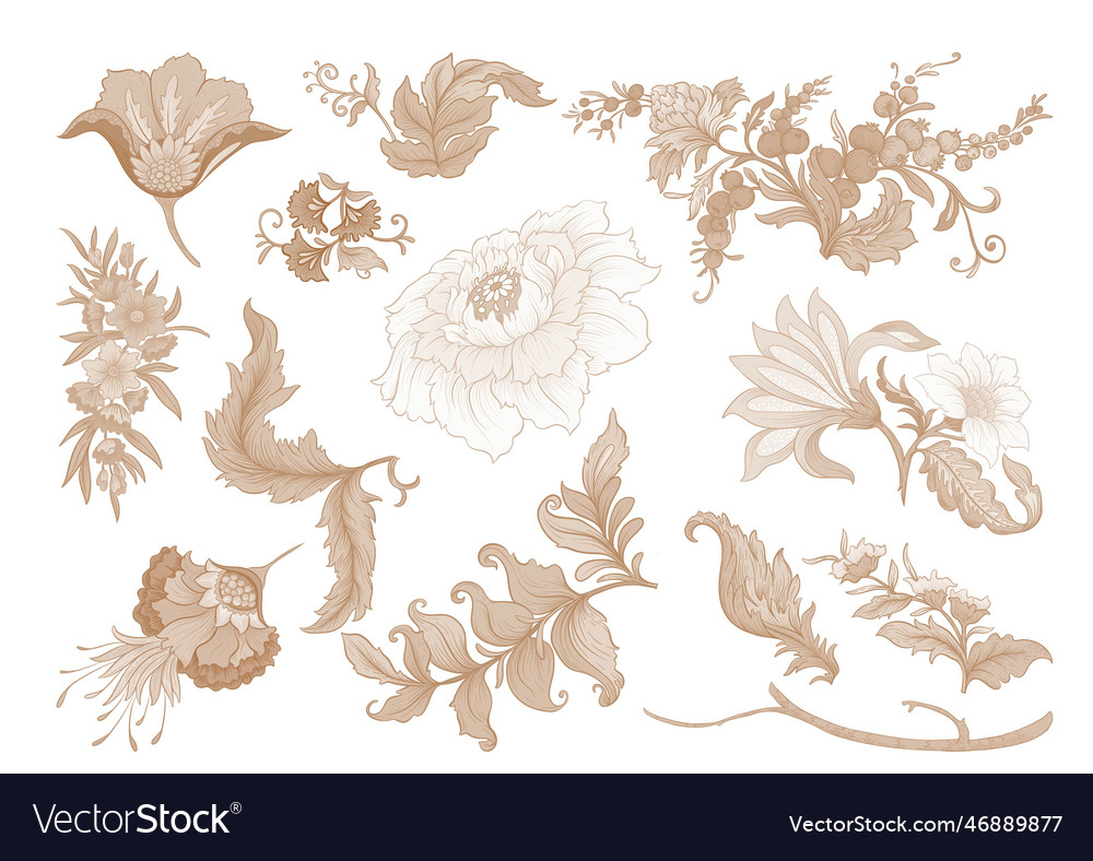 Fantasy flowers in art nouveau style vintage old Vector Image