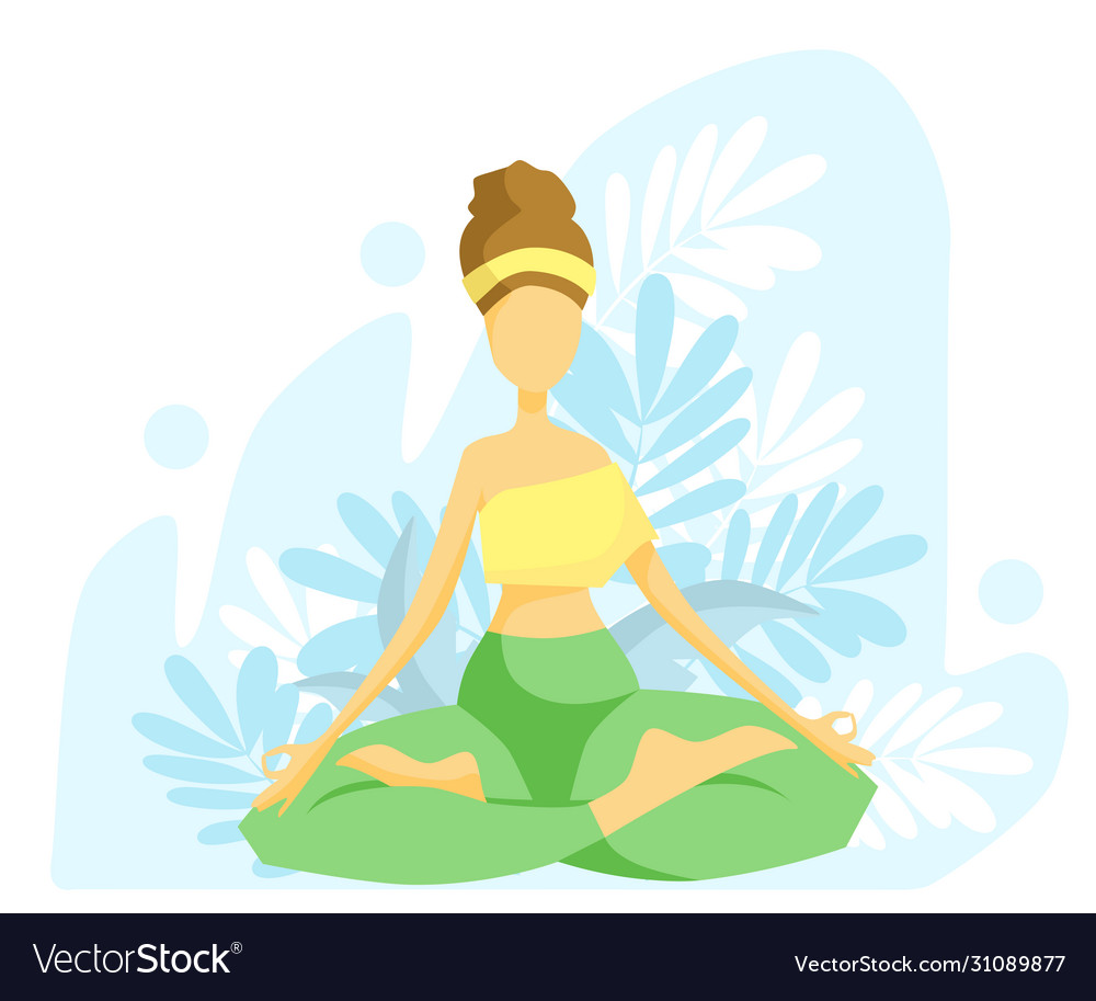 Flat girl practices yoga lotus position