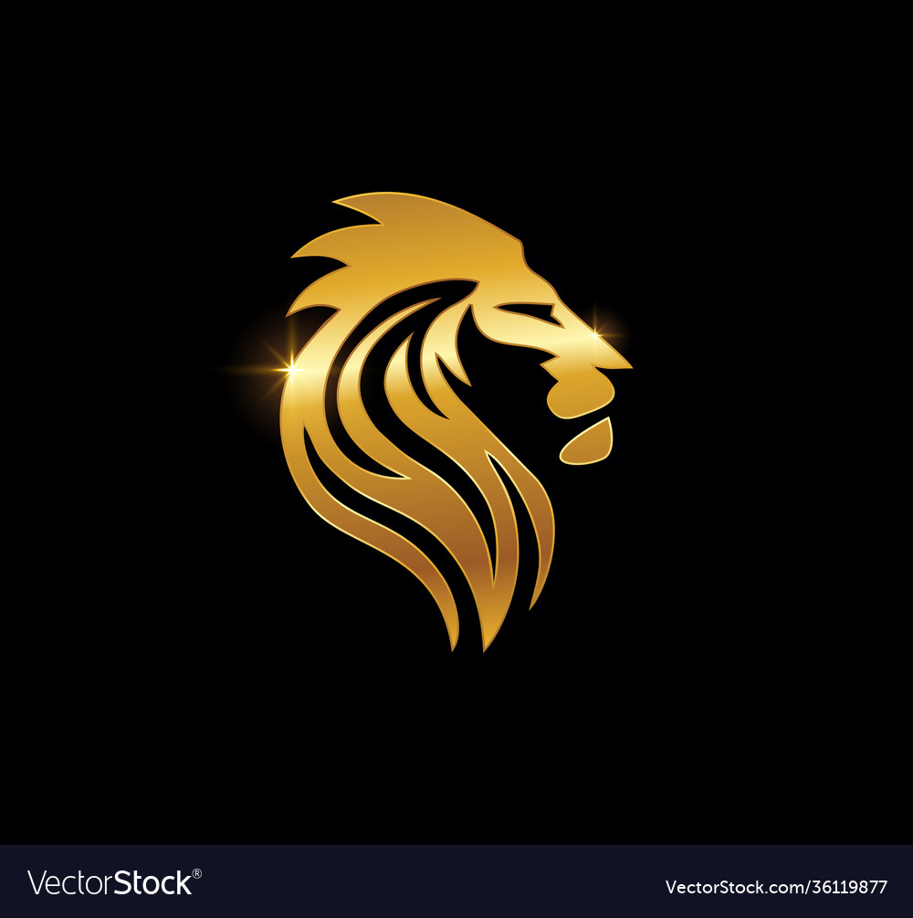 Golden lion head sign Royalty Free Vector Image