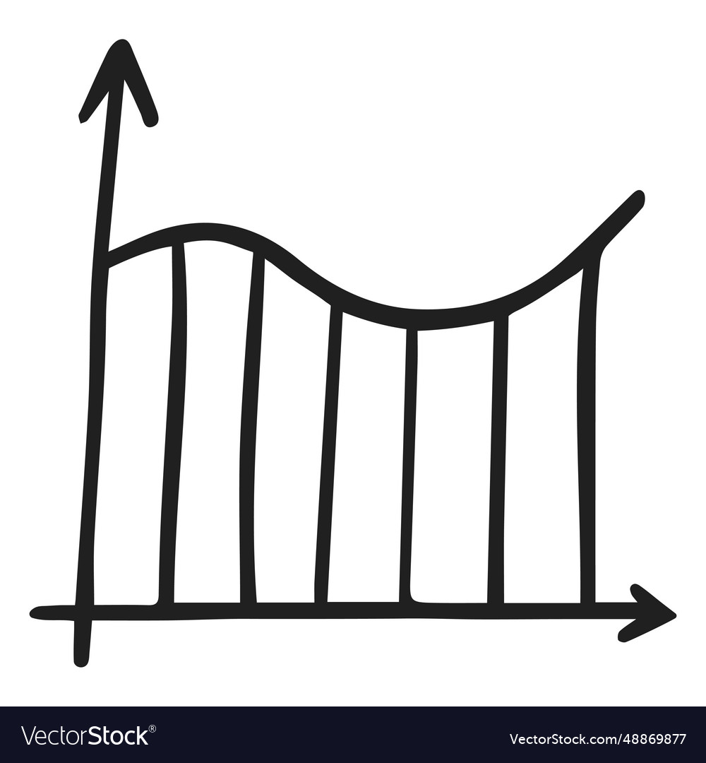 Graph curve doodle vector image Graph curve doodle