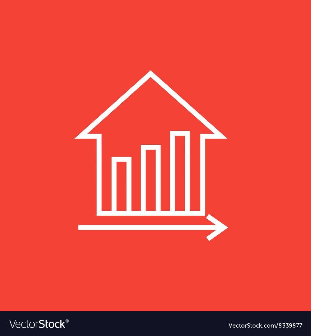 Graph of real estate prices growth line icon