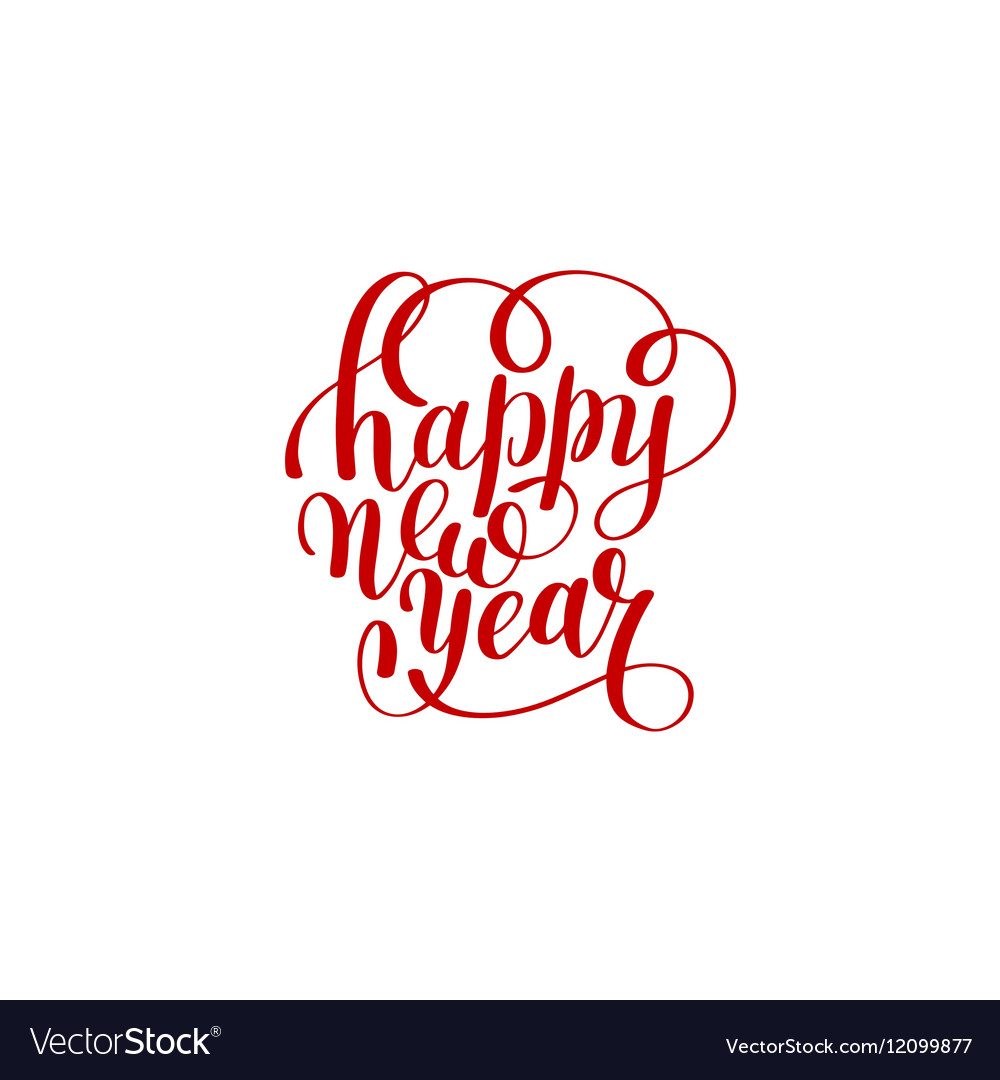 Happy new year hand lettering congratulate red Vector Image