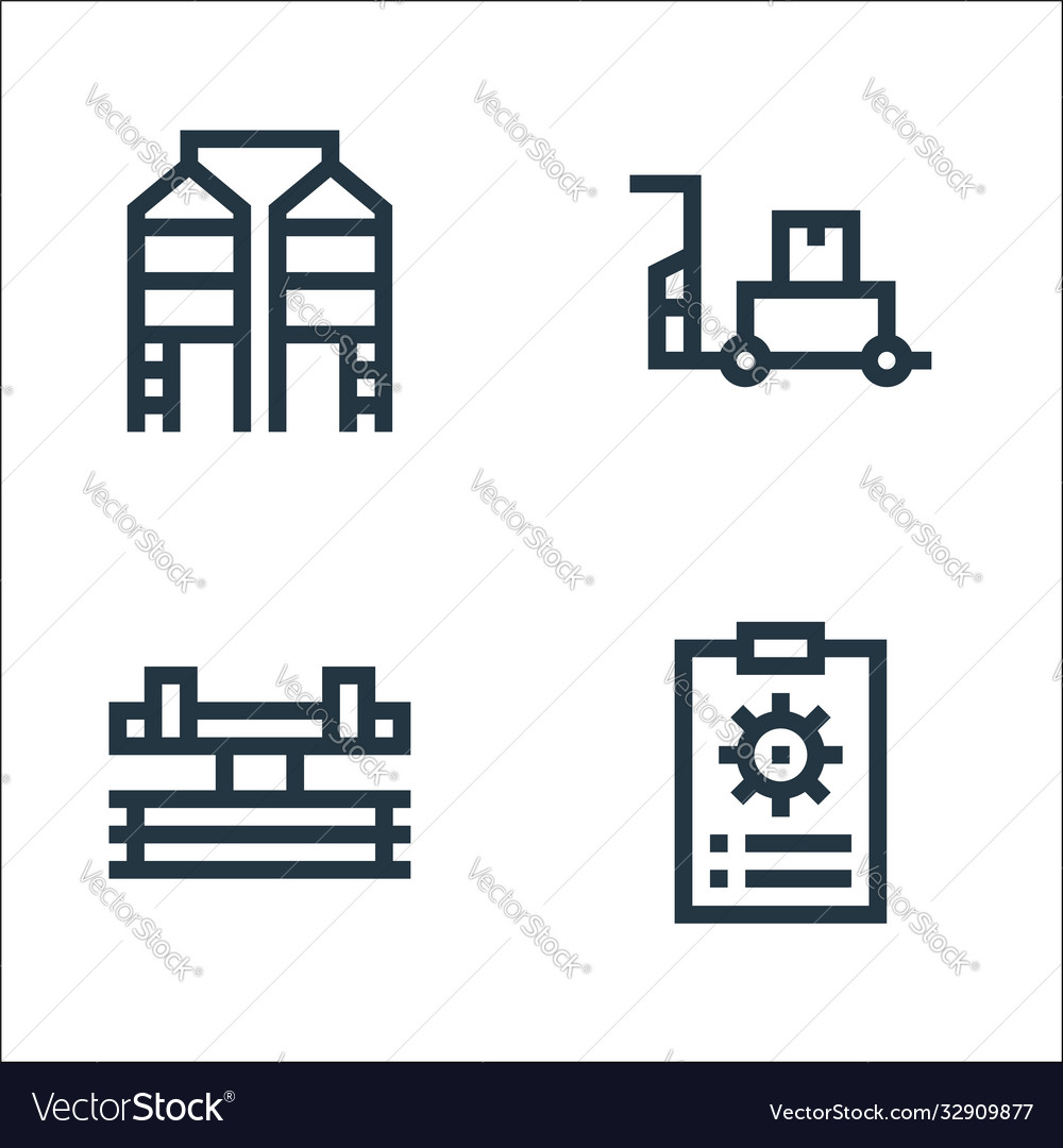 Industrial process line icons linear set quality vector image Industrial process line icons linear set quality