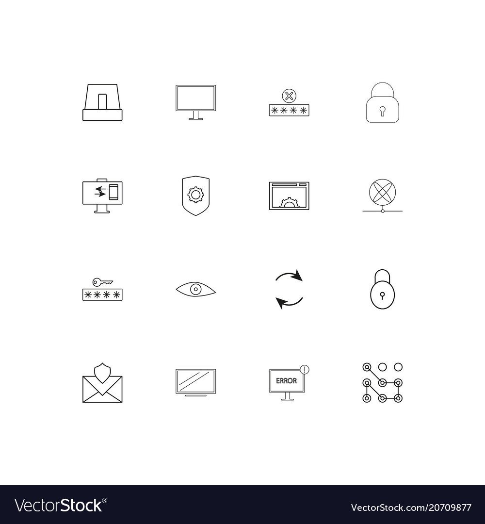 Internet security simple linear icons set