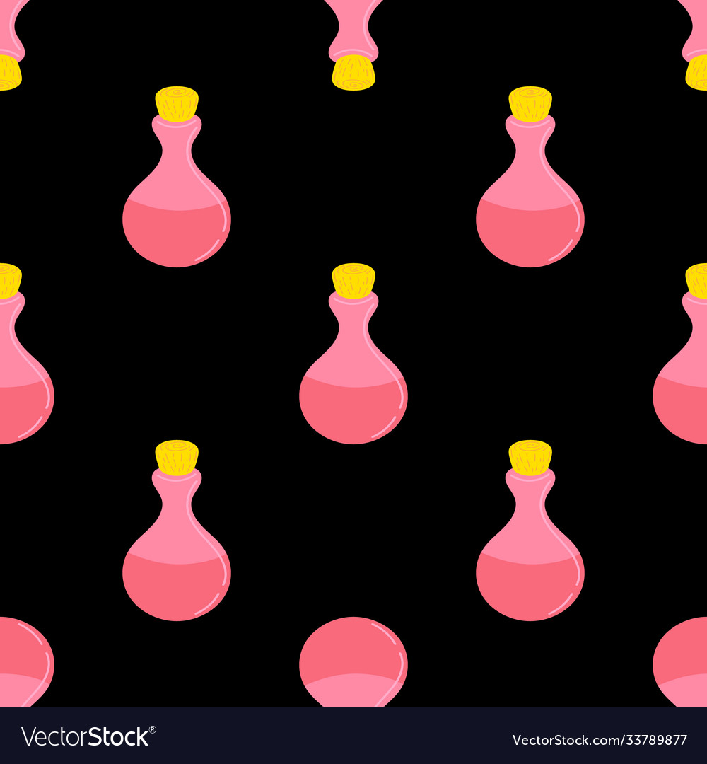 Pattern glass bottles filled with elixir vector image Pattern glass bottles filled with elixir