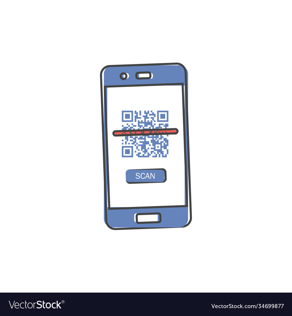 Qr code scan phone icon on white isolated vector image Qr code scan phone icon on white isolated