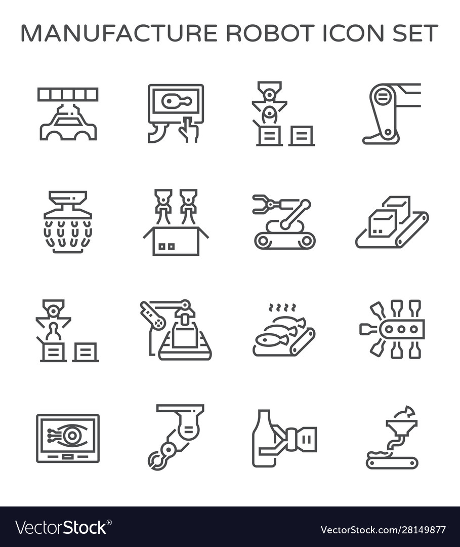 Robot production icon Royalty Free Vector Image