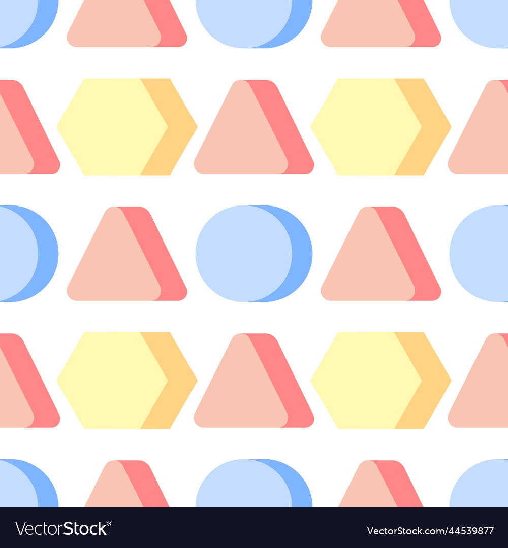 Seamless pattern of colorful 3d geometric shapes Vector Image