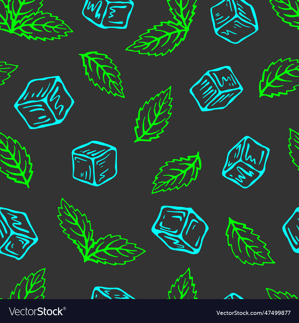 Seamless pattern with mint ice cube lemonade vector image Seamless pattern with mint ice cube lemonade