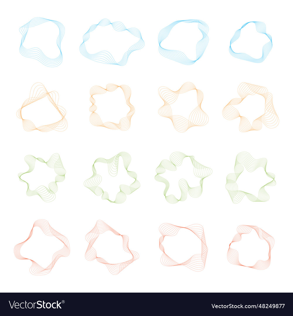 Set abstract dynamic lines curve waves colors vector image Set abstract dynamic lines curve waves colors