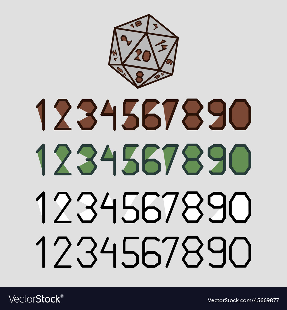 Set of numbers with typography design elements