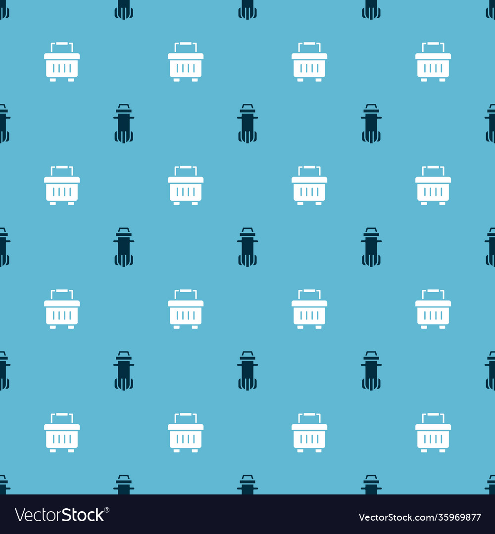 Set water filter and toolbox on seamless pattern vector image Set water filter and toolbox on seamless pattern