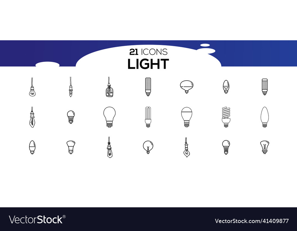 Simple set of light bulb related line icons