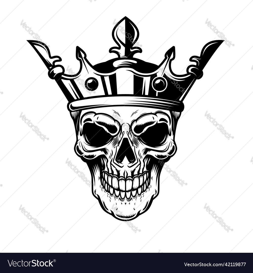 Skull with king crown design element for logo Vector Image