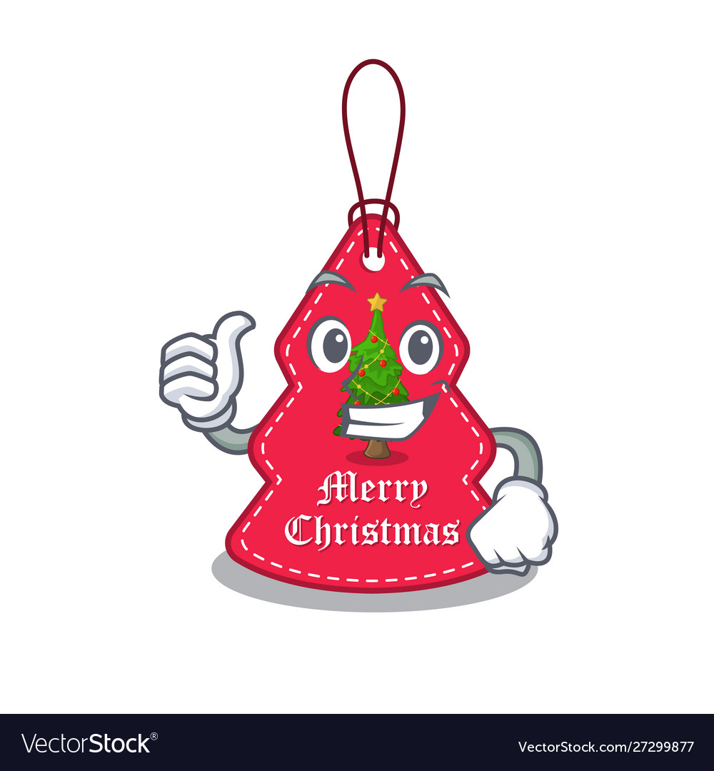 Thumbs up christmas tag auf mascot form hängen