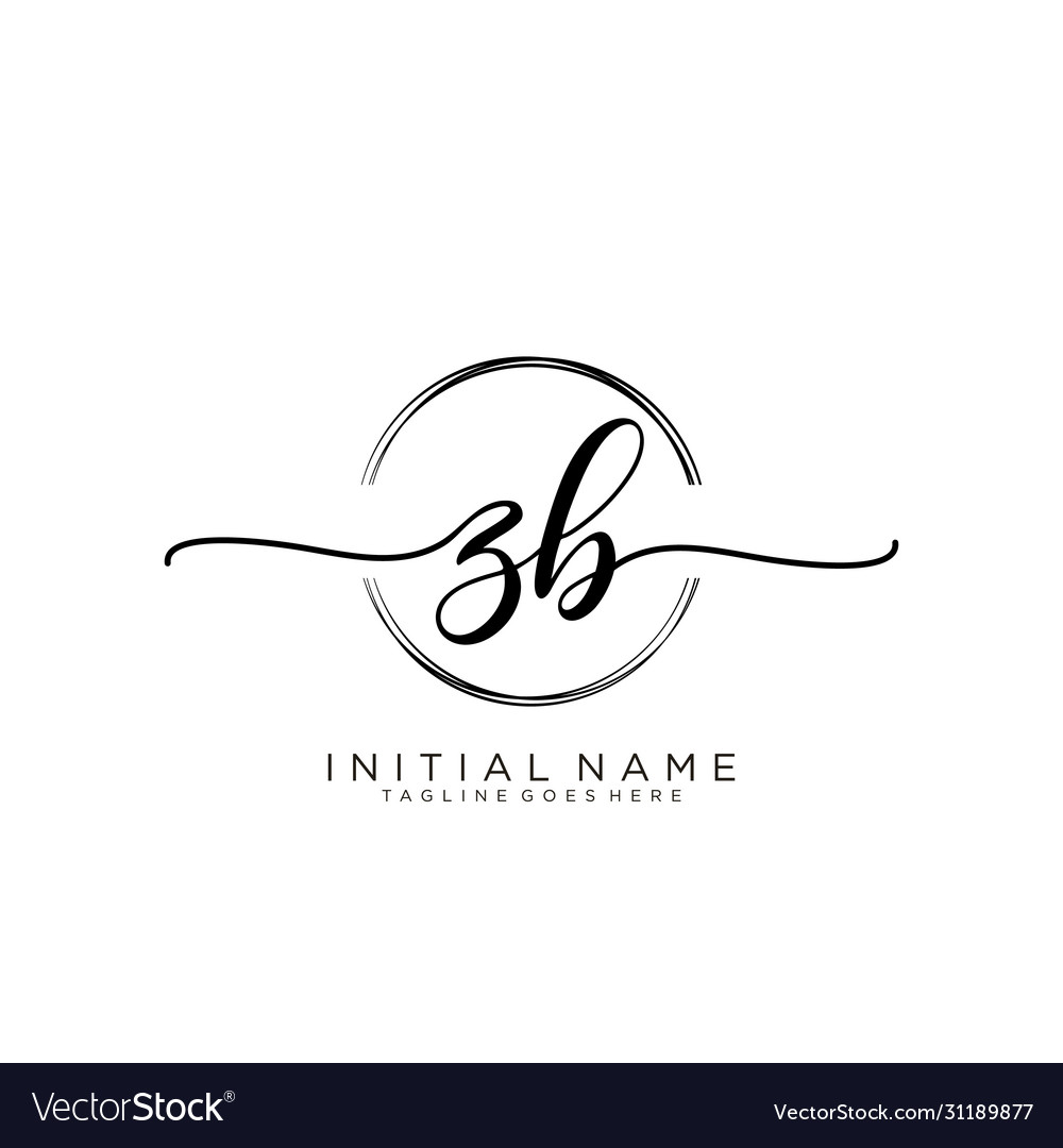 Z b initial handwriting logo with circle template Vector Image