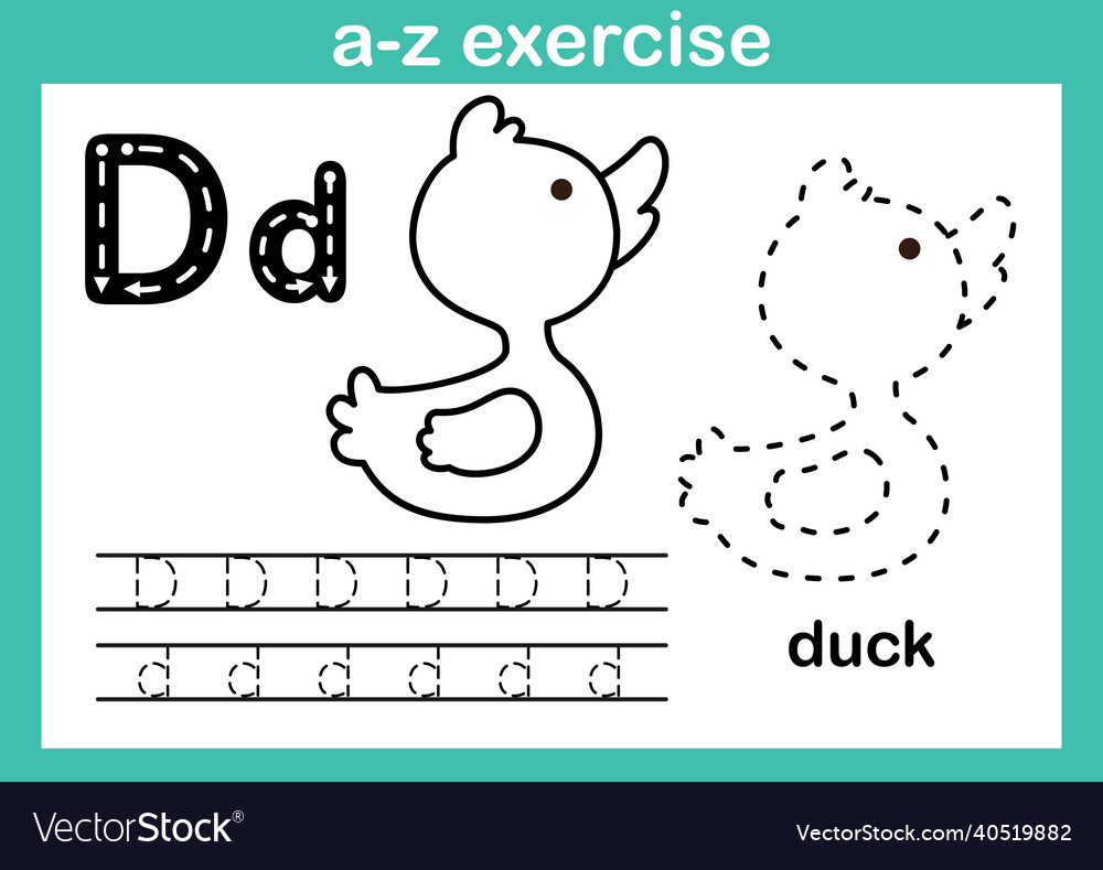 Alphabet a-z exercise with cartoon vocabulary