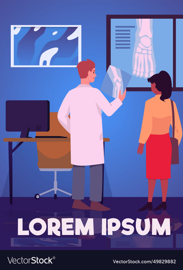 Banner or poster with patient and doctor