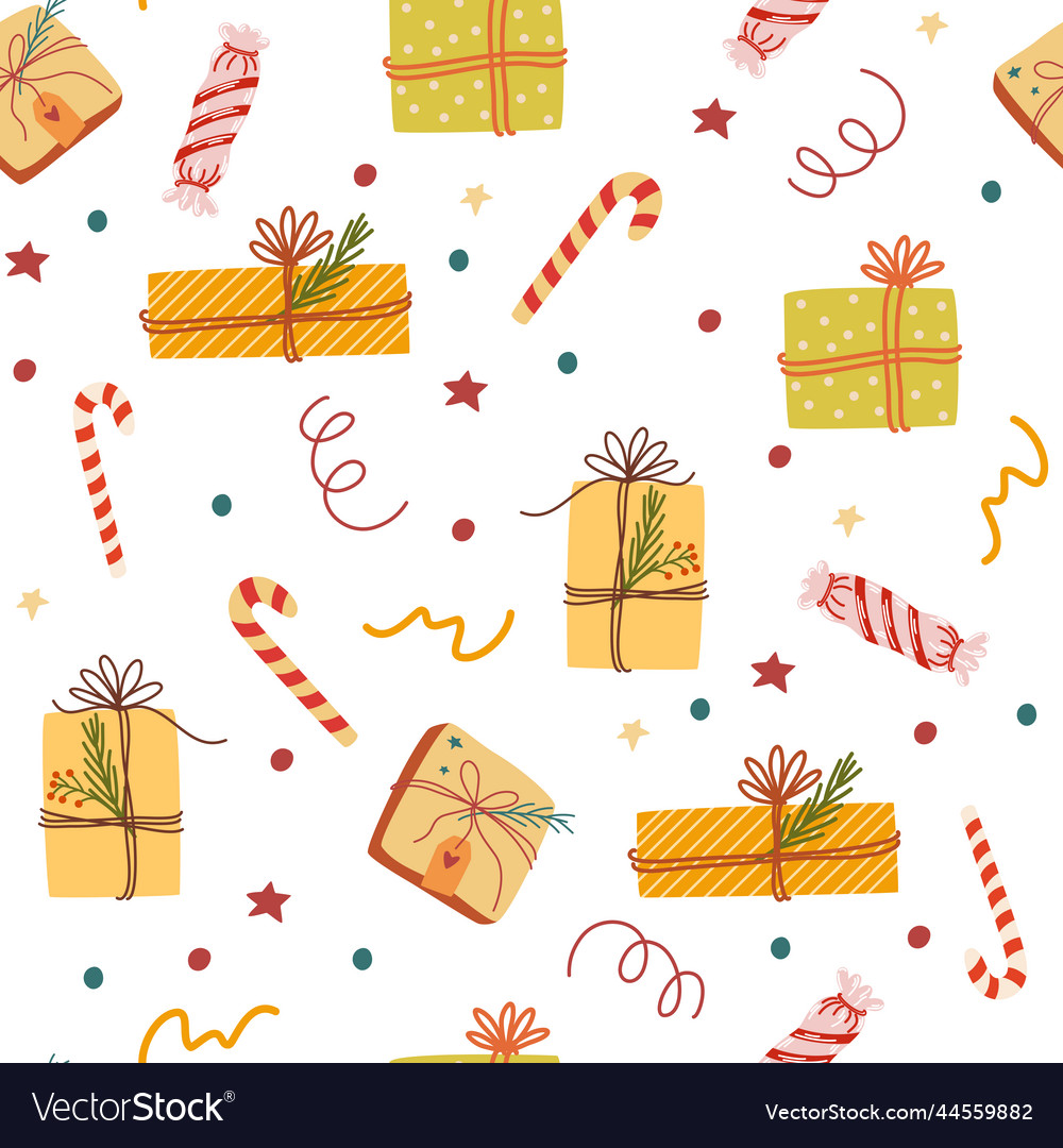 Christmas gift boxes seamless pattern creative