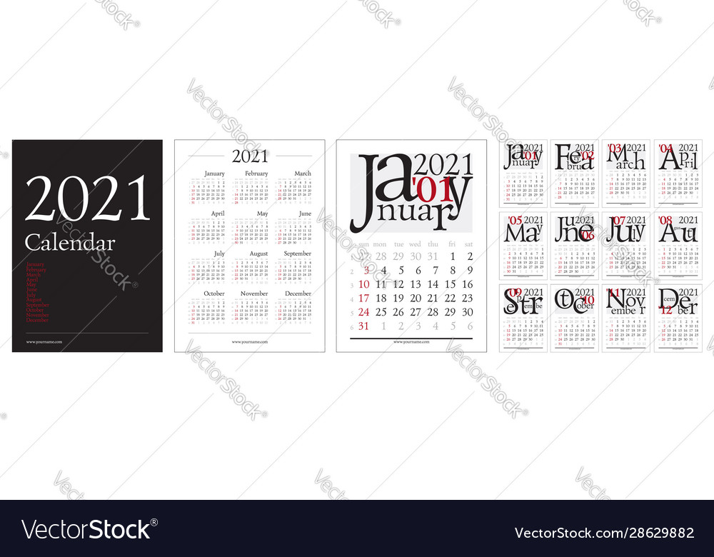 Classic gregorian calendar for 2021 year a4 pages Vector Image