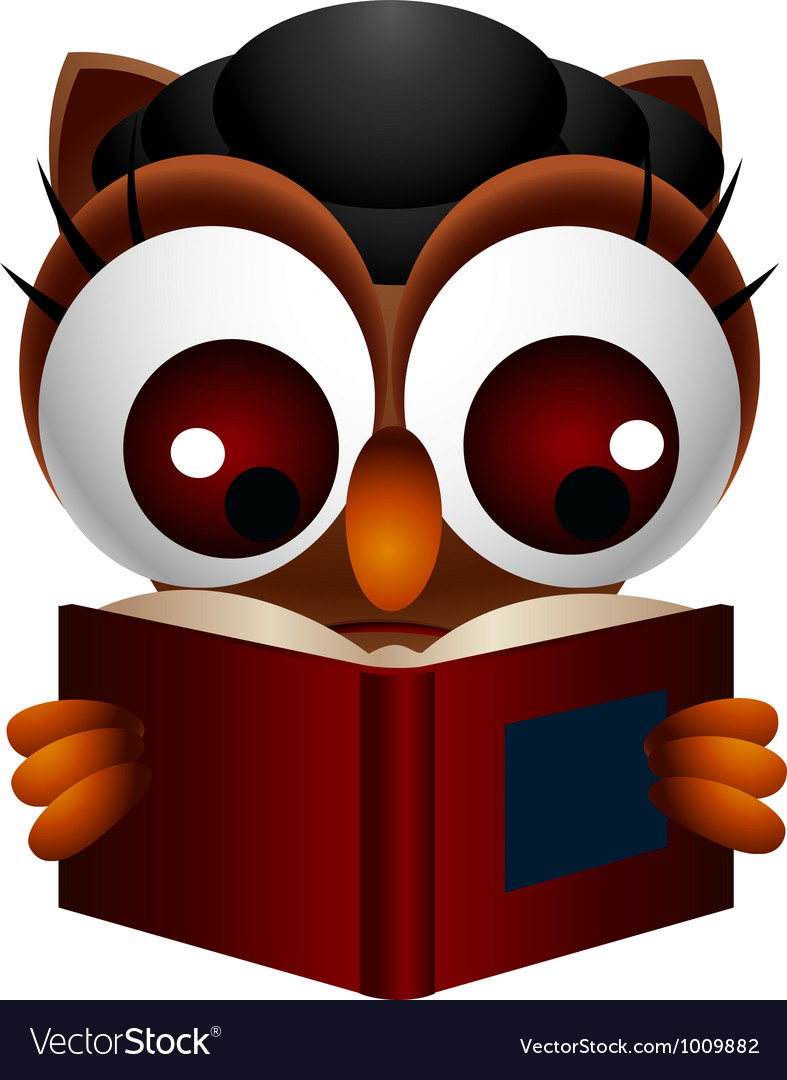 Cute owl reading book Royalty Free Vector Image