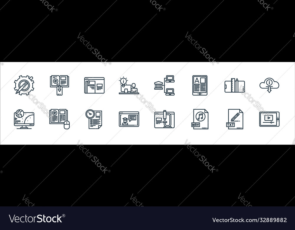Elearning line icons linear set quality