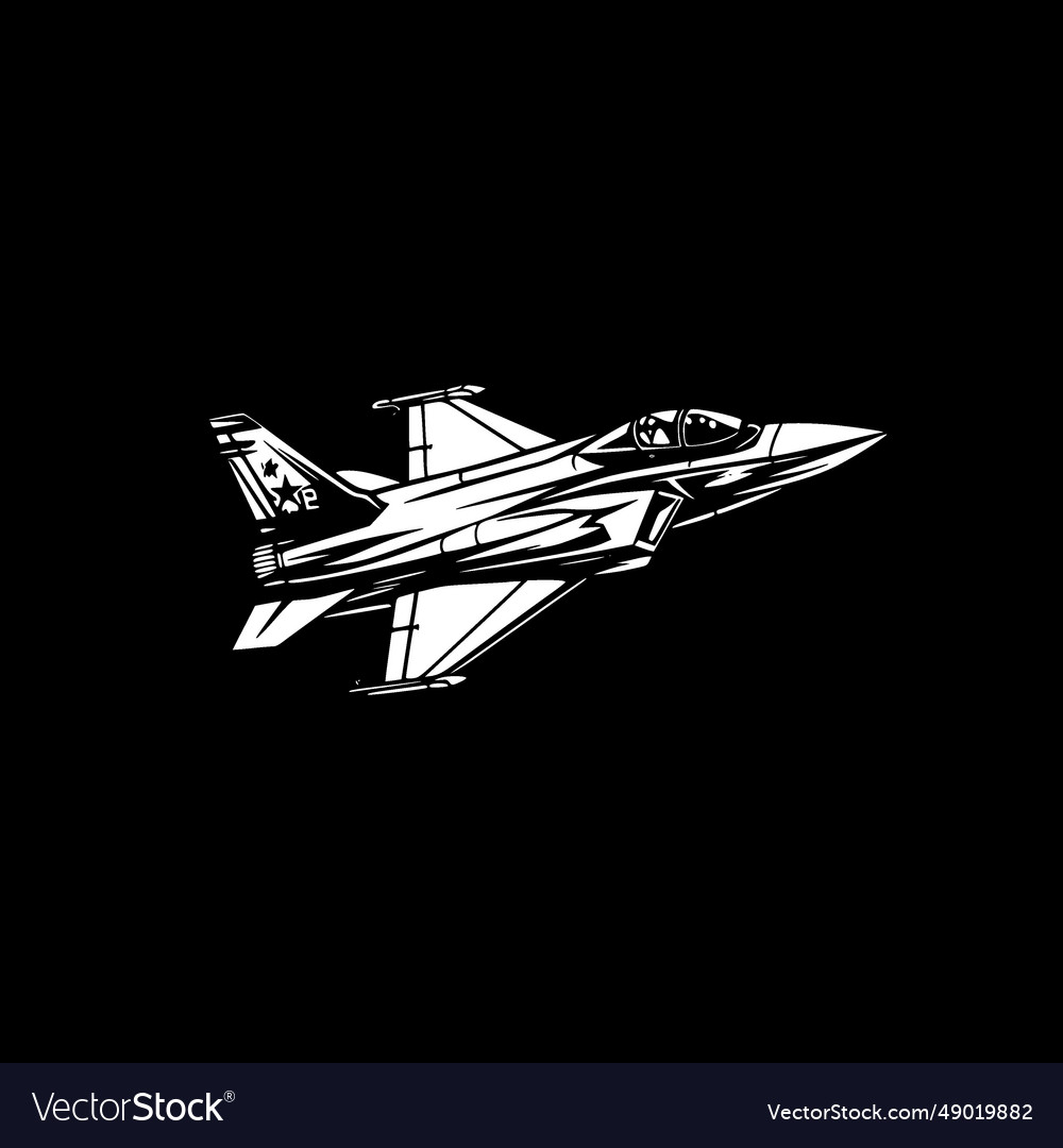 Fighter jet - black and white Royalty Free Vector Image