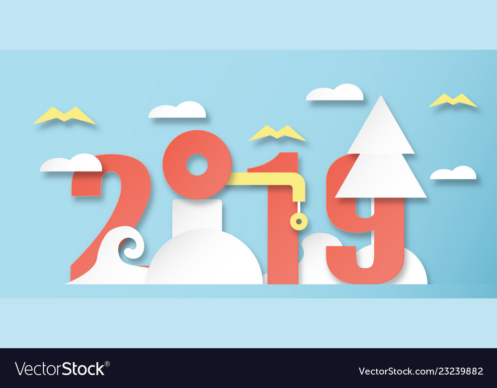 Happy new year 2019 decoration on blue background