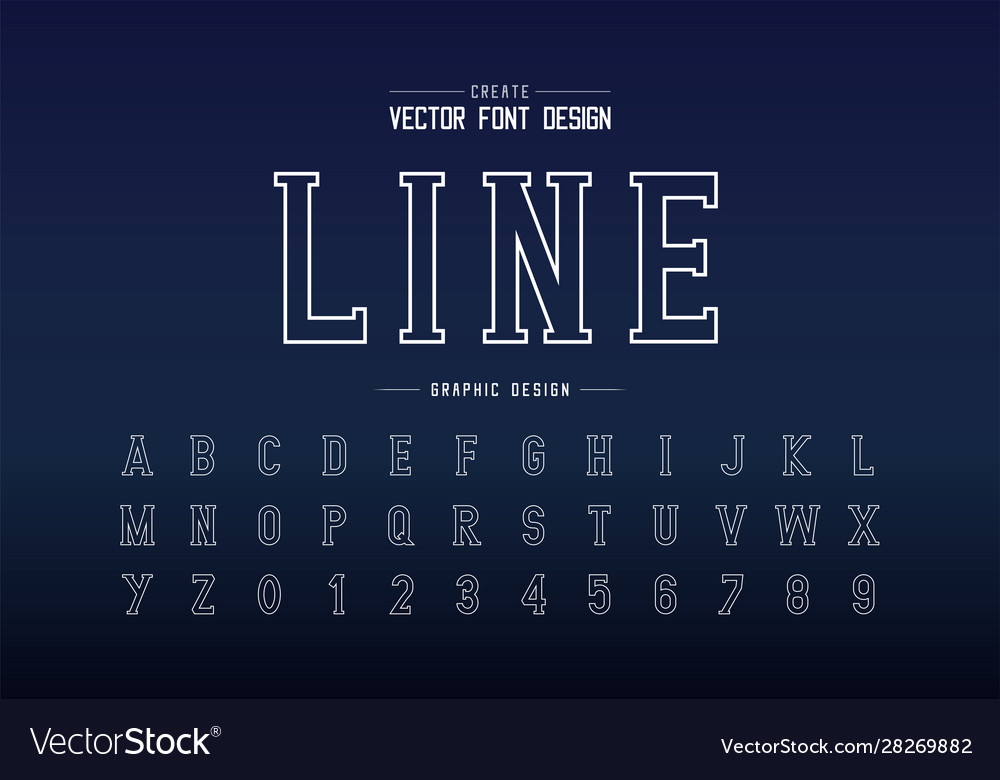Line font and alphabet writing style typeface