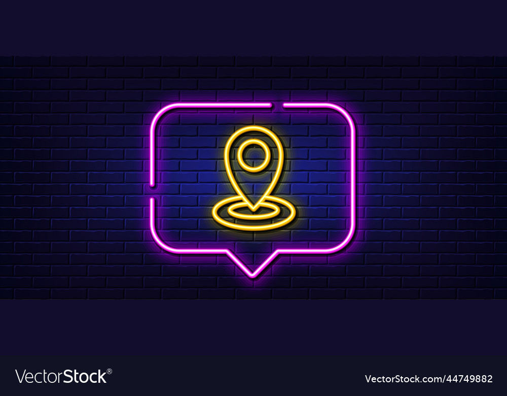 Location line icon map pointer sign neon light