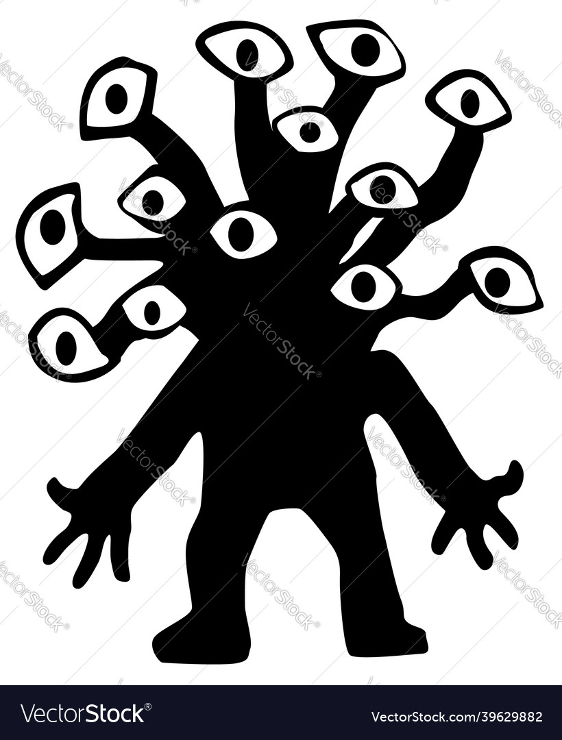 Many eyes figure monster silhouette vector image Many eyes figure monster silhouette