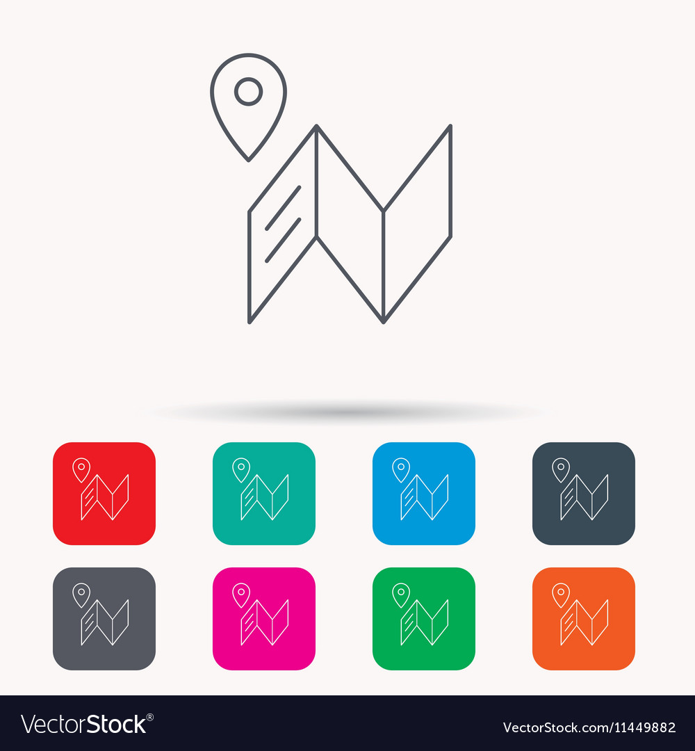 Map icon gps navigation with pin sign