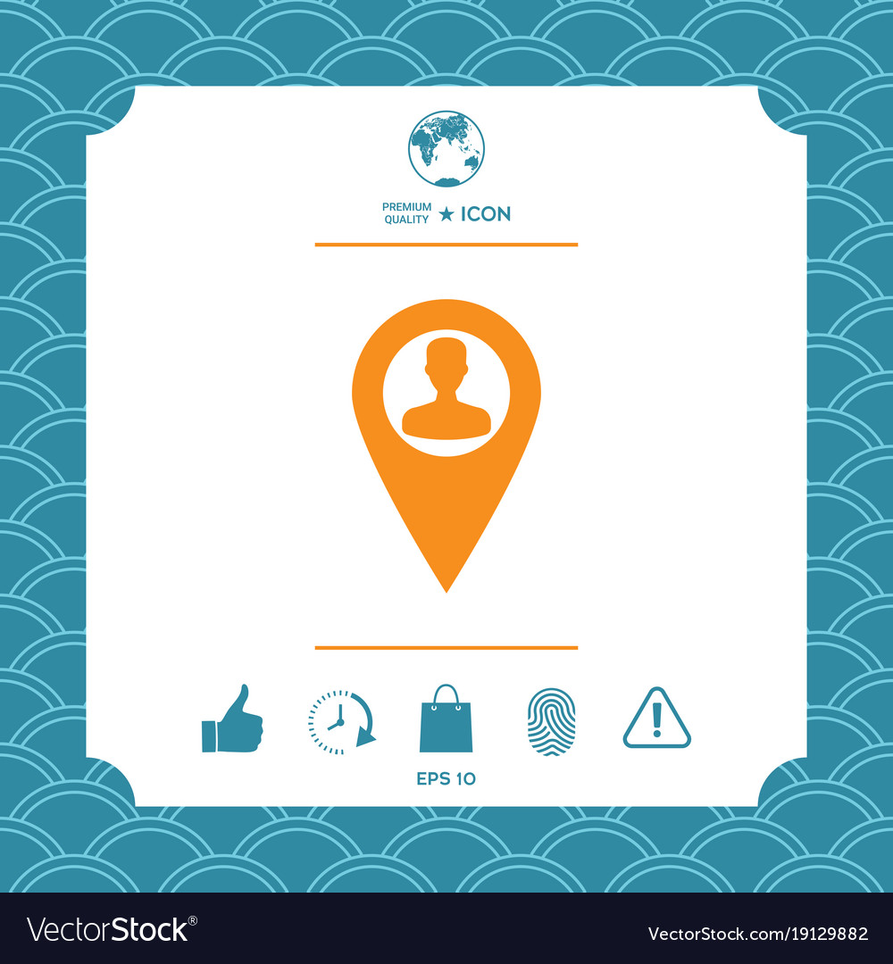 Map pointer with man silhouette