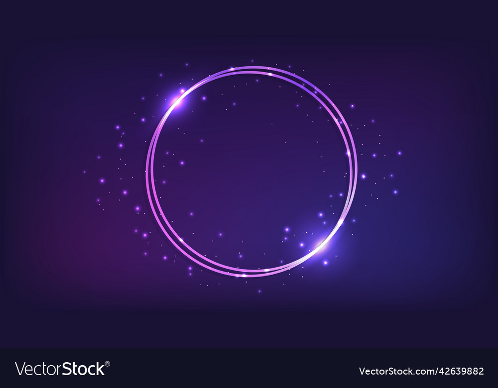 Neon double round frame Royalty Free Vector Image