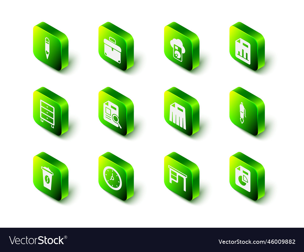 Set briefcase cloud database document with graph vector image Set briefcase cloud database document with graph