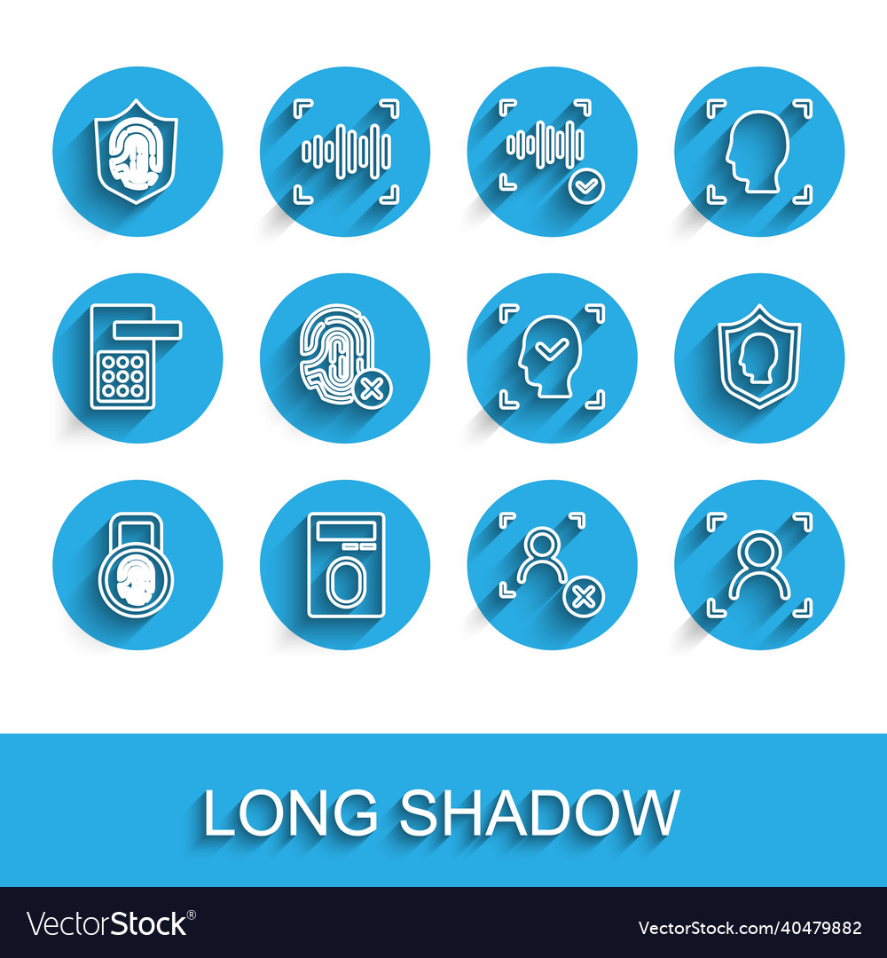 Set line fingerprint with lock shield rejection vector image Set line fingerprint with lock shield rejection