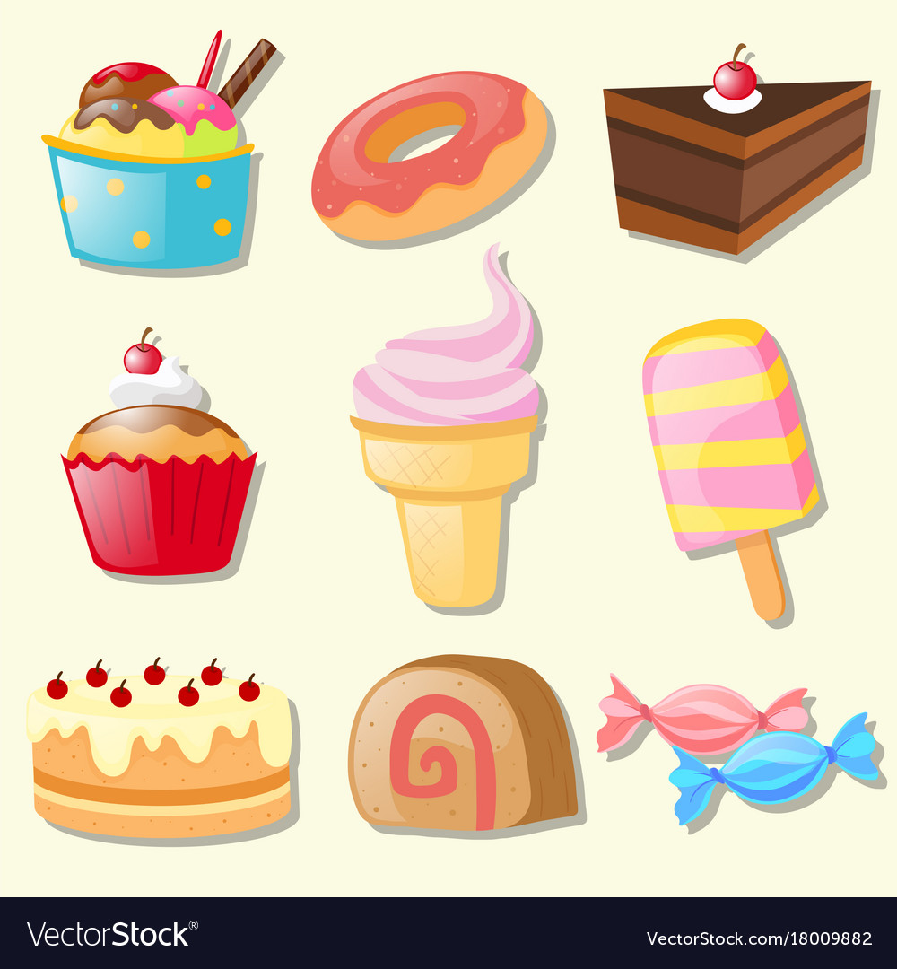 Set of different types sweets Royalty Free Vector Image