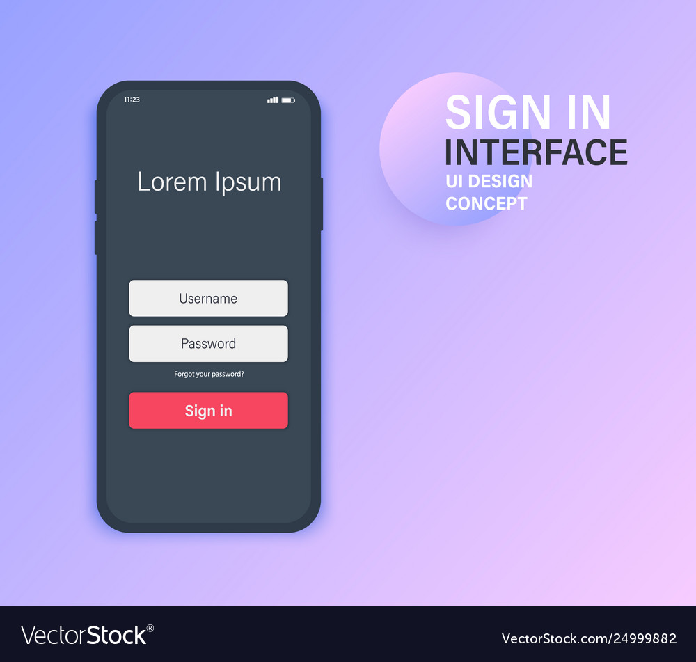 Sign in interface screen mobile ui design concept vector image Sign in interface screen mobile ui design concept