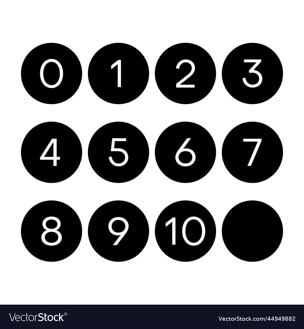 Simple set of black circle with numbers 0 to 10 vector image Simple set of black circle with numbers 0 to 10