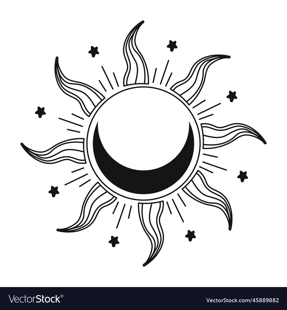 Sun esoteric colorless Royalty Free Vector Image