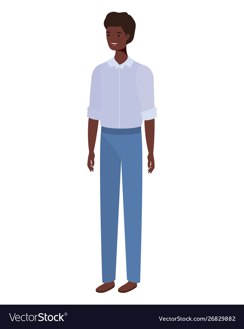 Young man standing on white background Royalty Free Vector