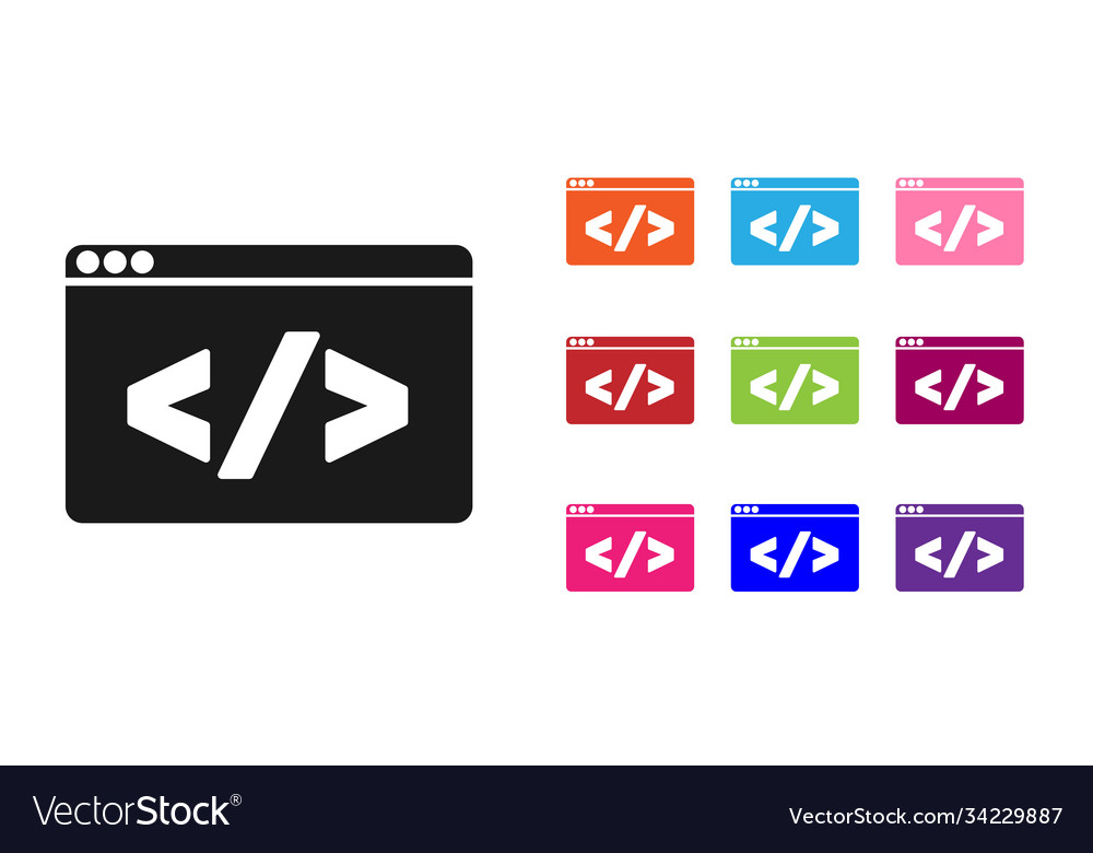 Black web design and front end development icon vector image Black web design and front end development icon