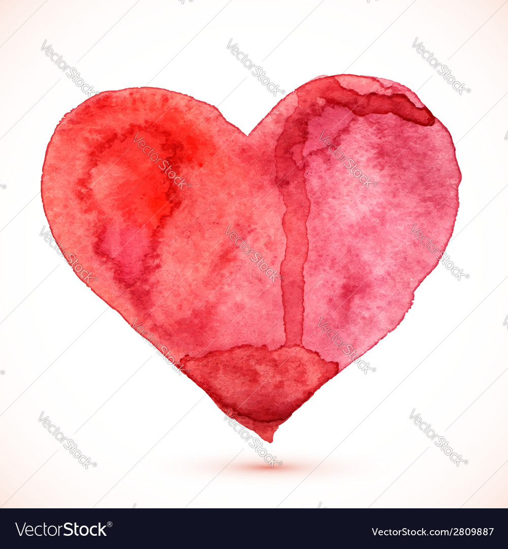 Bright Red Watercolor Isolated Heart Royalty Free Vector