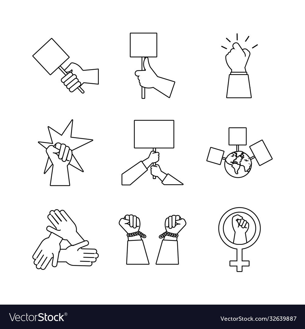 Bundle Hände Protest Set Icons