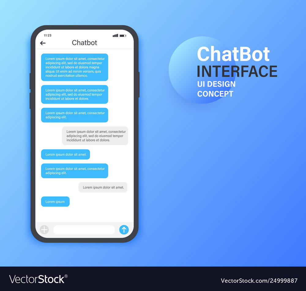 Chatbot mobile ui design concept sms messenger