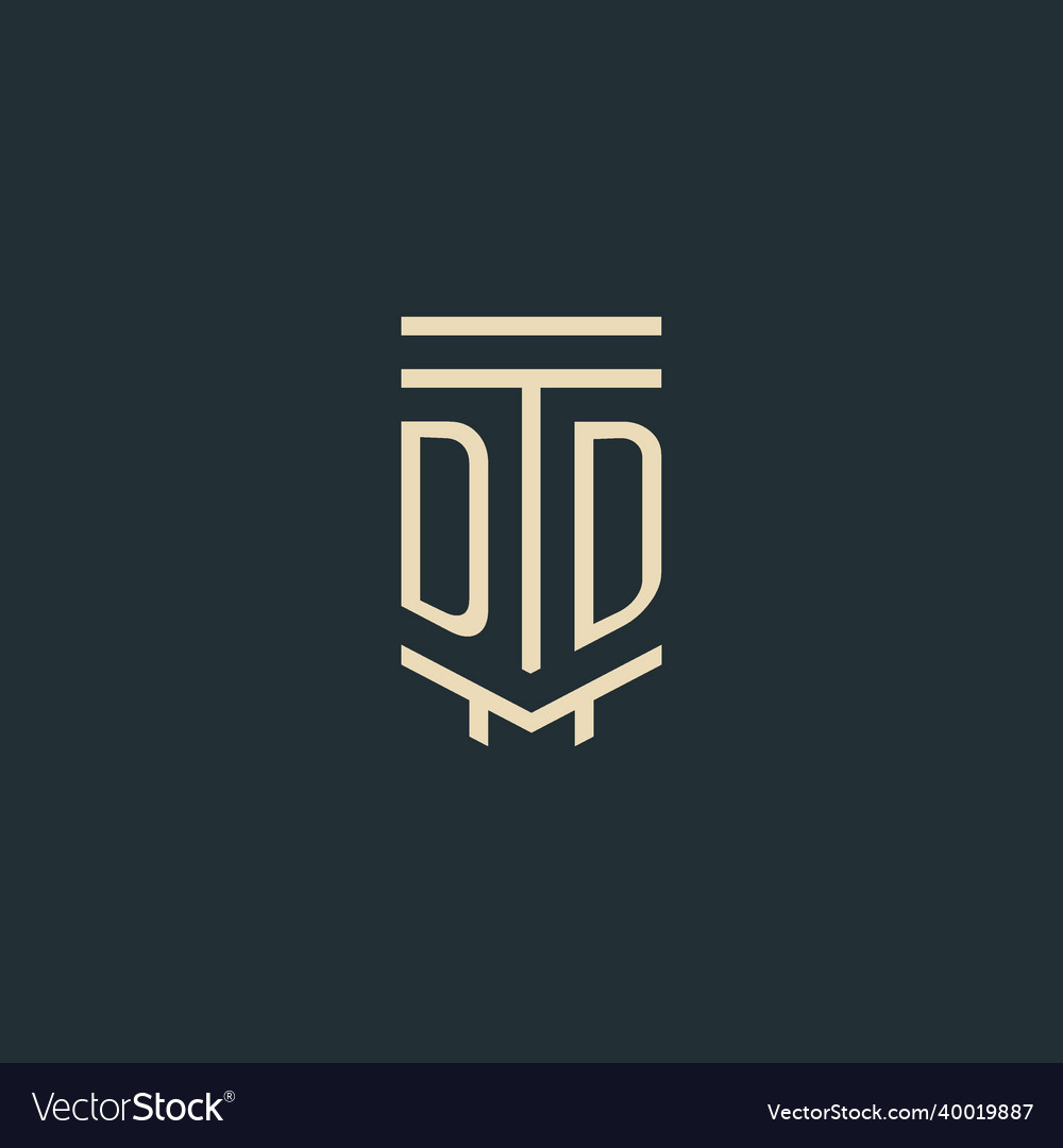 Dd initial monogram with simple line art pillar