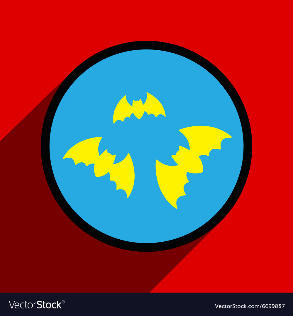 Flat with shadow icon bats on a colored background