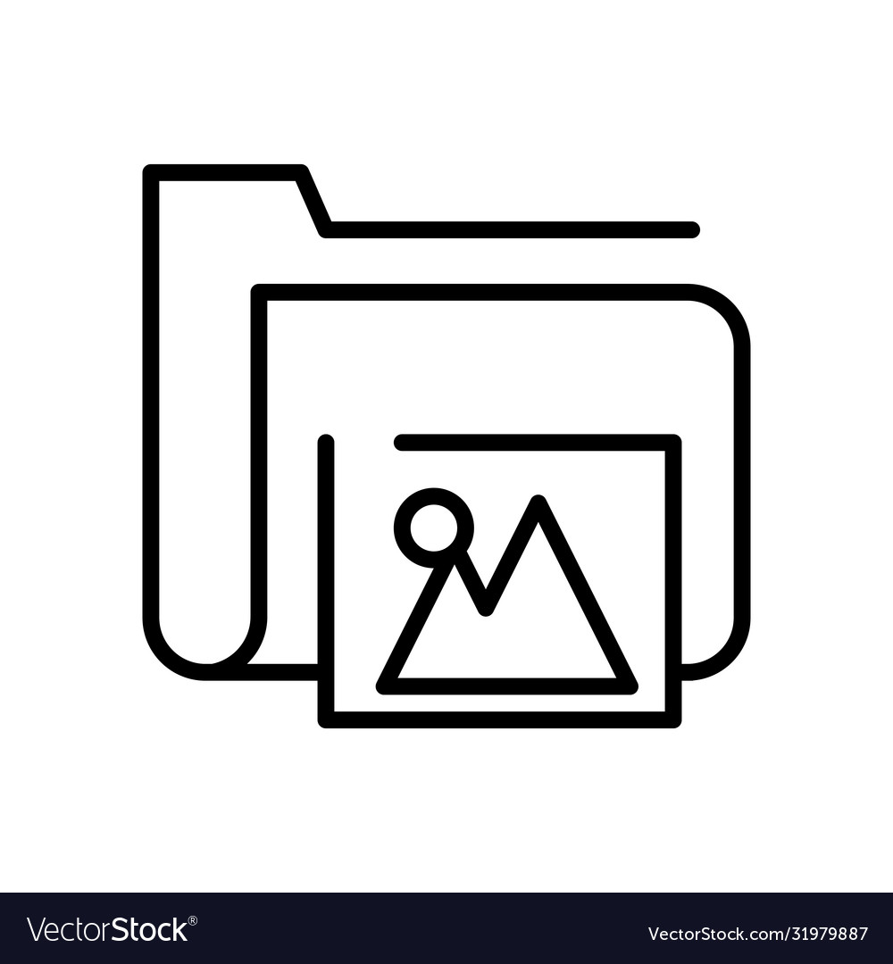 Folder file document with picture line style icon