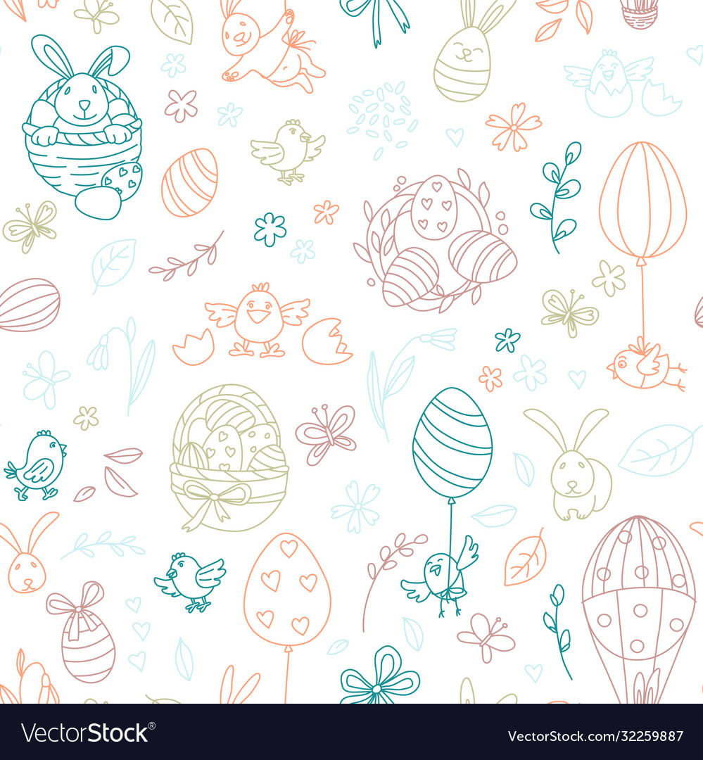 Funny happy easter seamless pattern background vector image Funny happy easter seamless pattern background