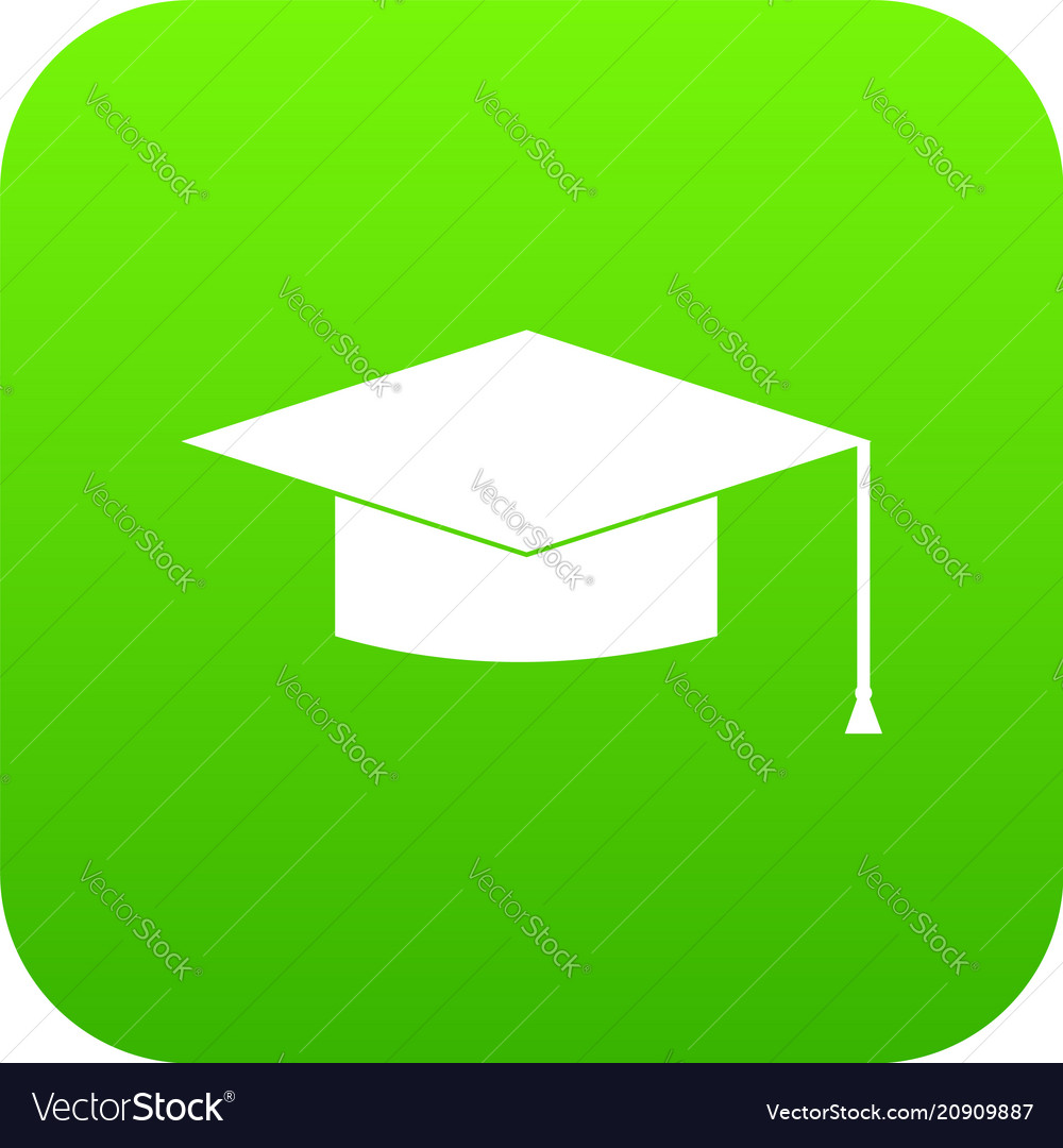 Download Graduation cap icon digital green Royalty Free Vector Image